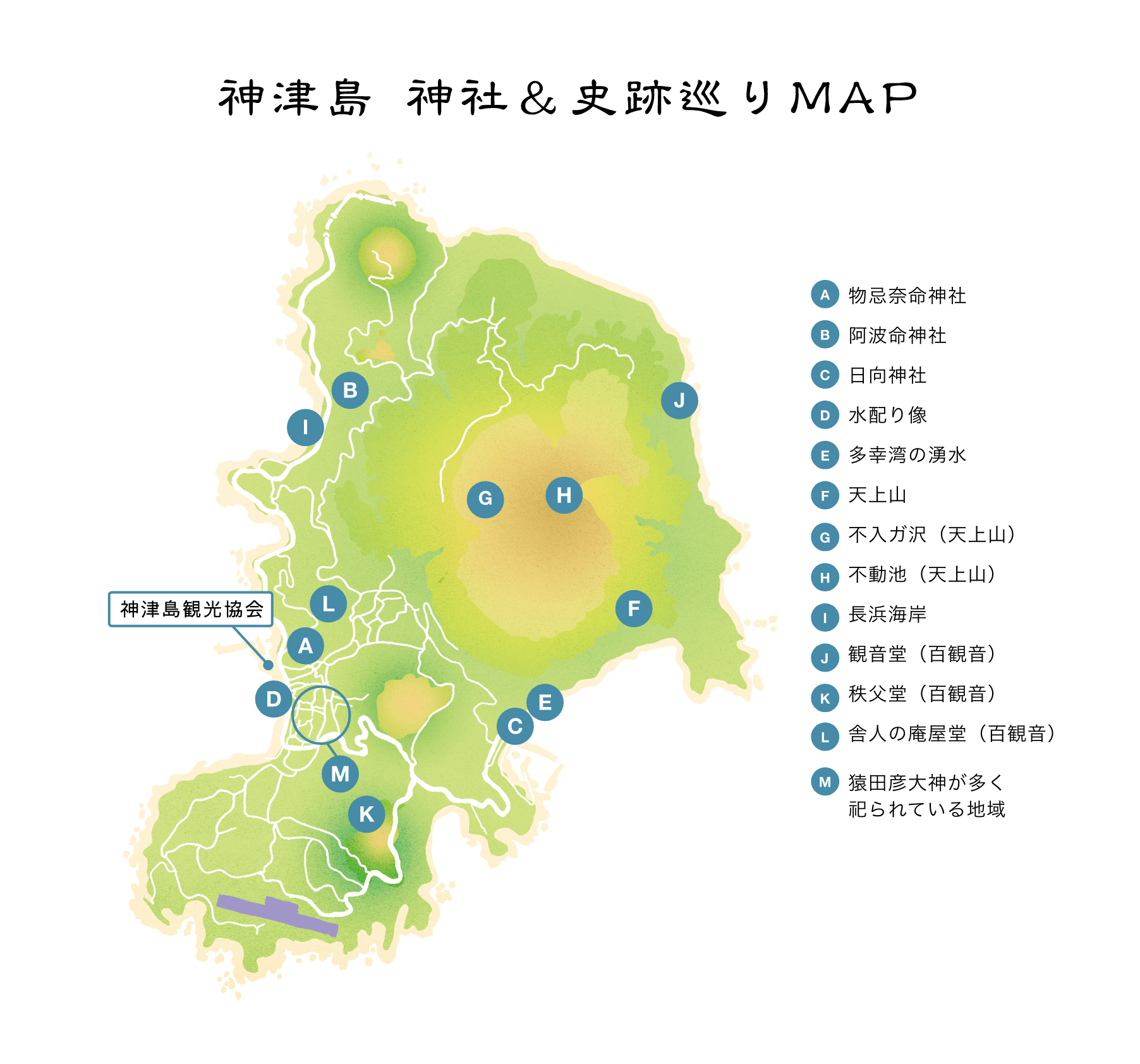 神津島神社及び史跡巡りマップ